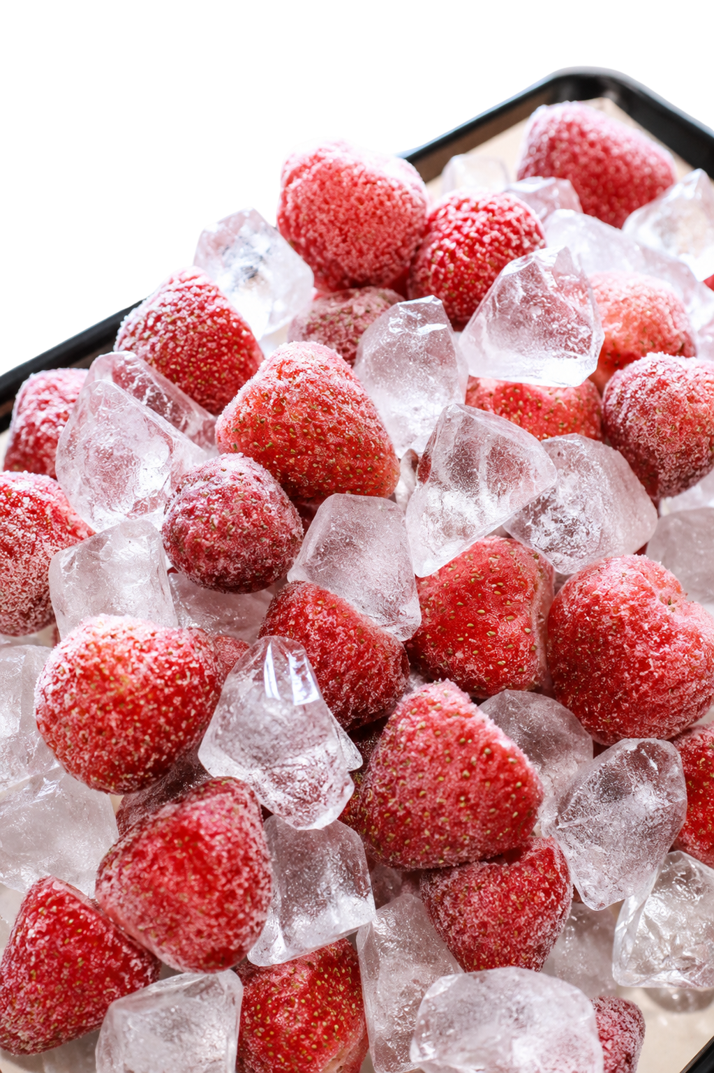 Morangos Congelados com Gelo